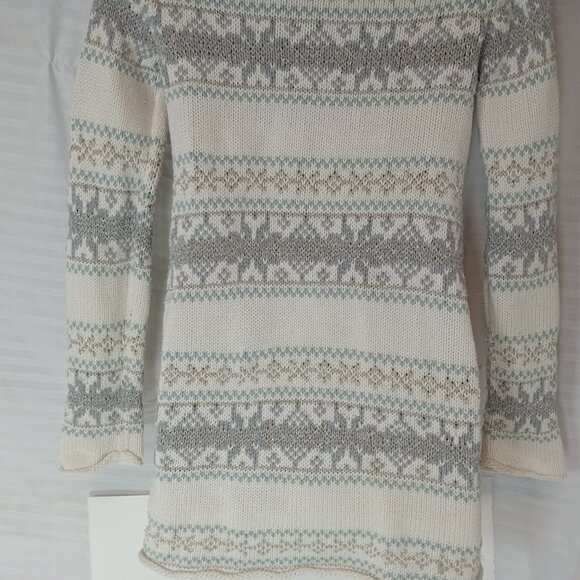 Gap Kids Size XXL 14-16 Exrta Long Knit Sweater Y2K White Silver Blue Winter - Picture 15 of 16